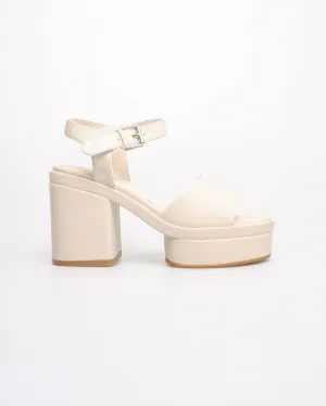 Tomaz FL074 Ladies Slingback Block Heels (White)