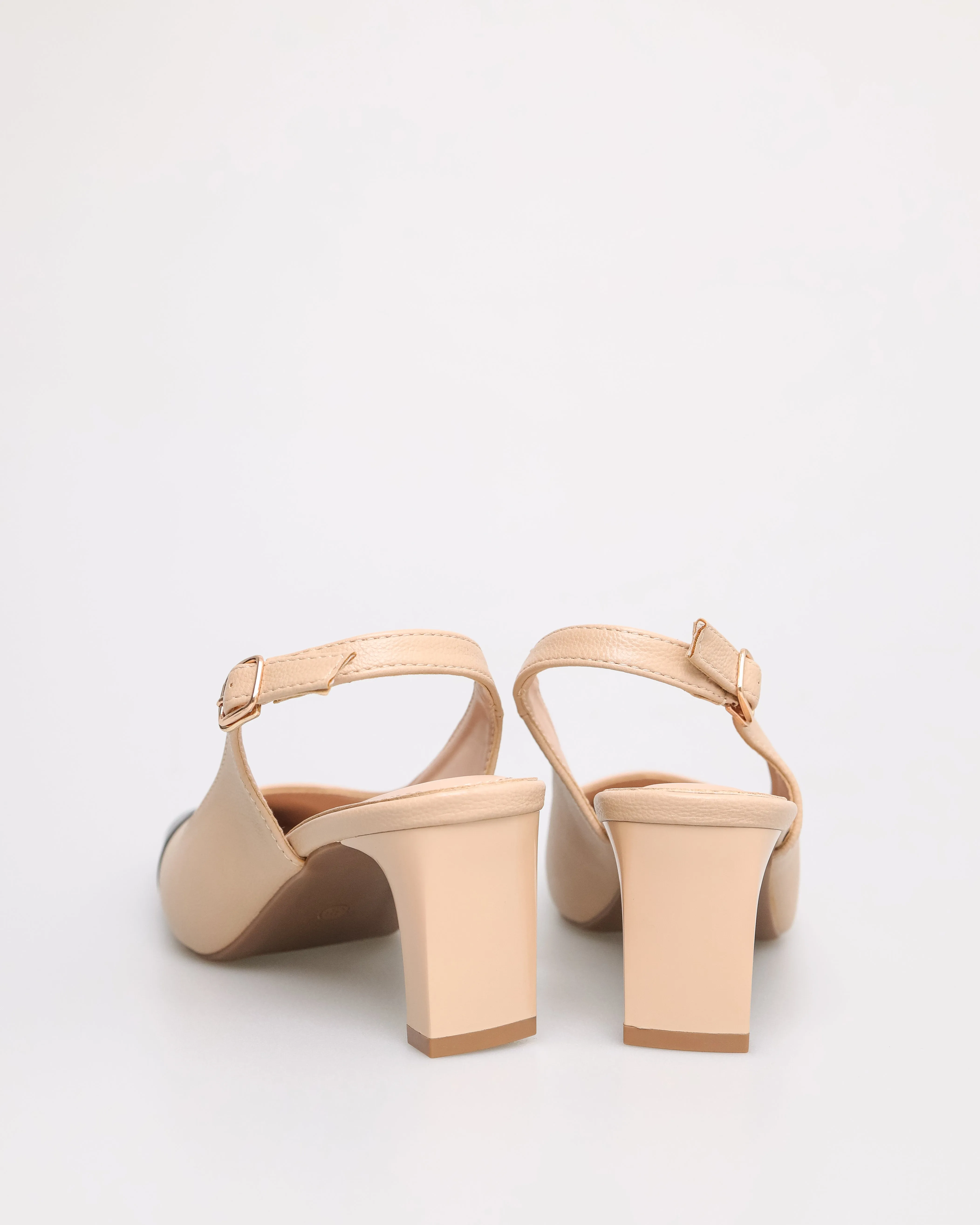 Tomaz NN198 Ladies Cap Toe Slingback Heels (Beige)