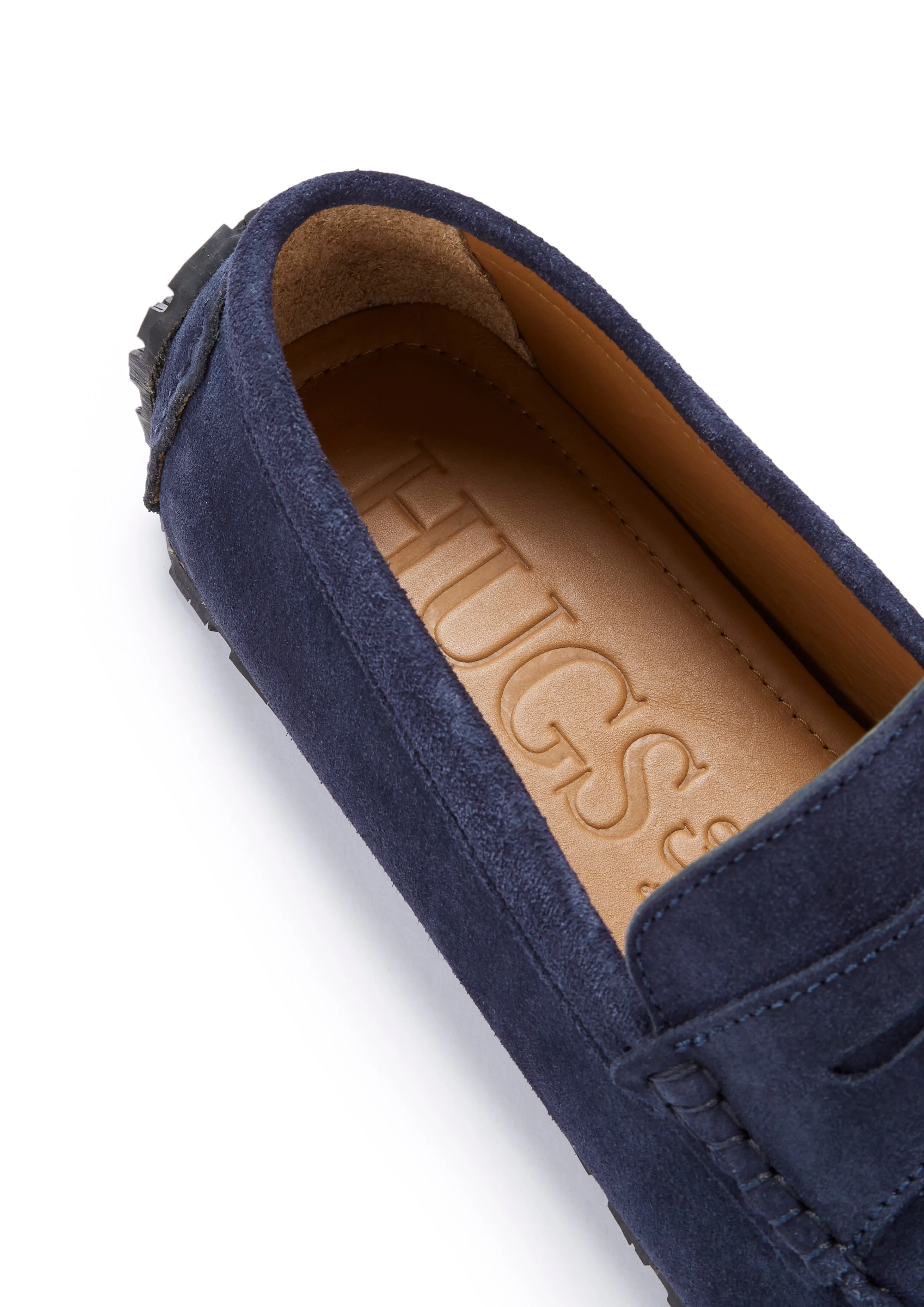 Tyre Sole Penny Driving Loafers, navy blue suede