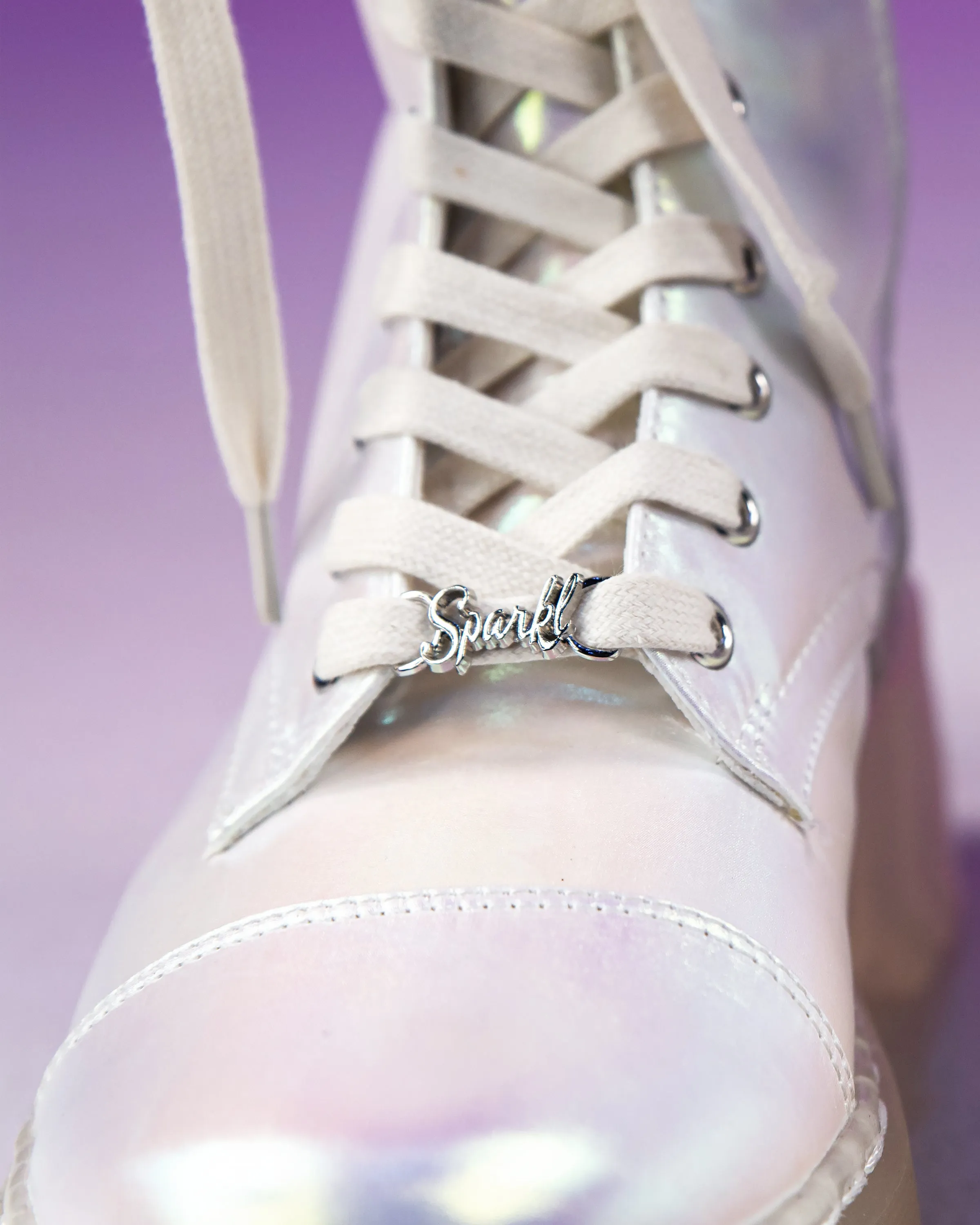 White Twilight Iridescent Combat Boots