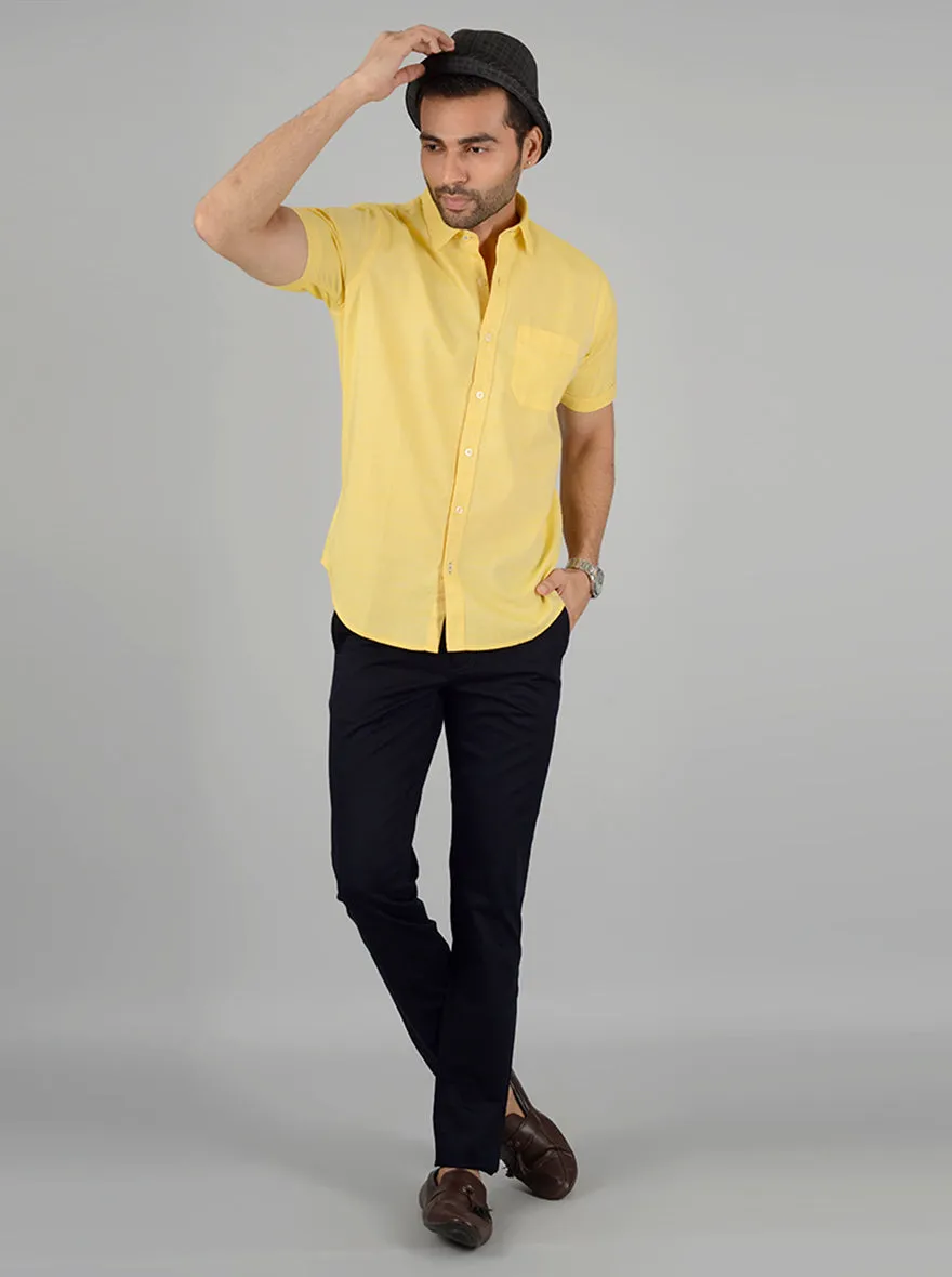 Yellow Solid Classic Fit Casual Shirt | Greenfibre